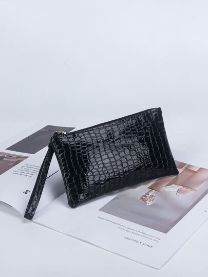 Crocodile Embossed With Simple Crocodile Pattern Coin Solid Color Clutch Wallet Portable Multifunctional Zipper Bag Lightweight Modern Business Credit Card ID Card Cash Business Casual Teacher's Day Teacher Gifts Work Business Commute Travel Holiday Office Vacation For Gift For Lady For Female White-Collar Workers Wallets S Wallet For Woman Women's Wallet Teacher Gift For Girlfriend Women Gifts Present School Supplies Teacher Gifts Back To School For Women Wallet Wristlet Wallet