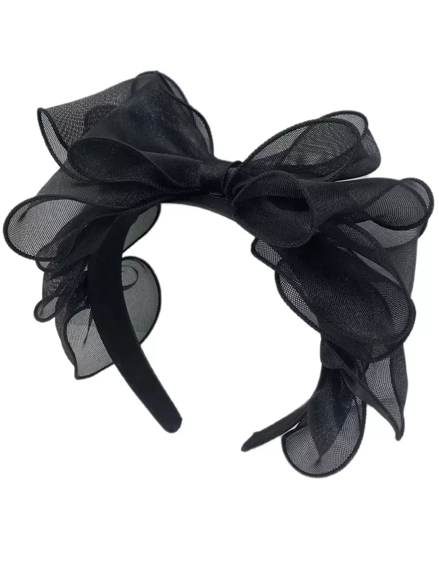 可爱单件蝴蝶结装饰发箍，黑色多层蝴蝶结发箍，女士蝴蝶结发箍，情人节礼物，发带，发箍，发饰，头饰 - 黑色 - 查看 1