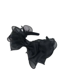 可爱单件蝴蝶结装饰发箍，黑色多层蝴蝶结发箍，女士蝴蝶结发箍，情人节礼物，发带，发箍，发饰，头饰 - 黑色 - 查看 2