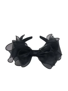 可爱单件蝴蝶结装饰发箍，黑色多层蝴蝶结发箍，女士蝴蝶结发箍，情人节礼物，发带，发箍，发饰，头饰 - 黑色 - 查看 3