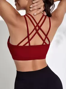 Sujetador deportivo soporte medio tira - Burdeos - Ver 1