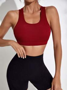 Sujetador deportivo soporte medio tira - Burdeos - Ver 2