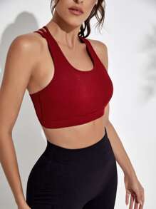 Sujetador deportivo soporte medio tira - Burdeos - Ver 6