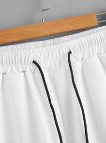 Manfinity Hypemode Shorts Para Hombre Con Eslogan Impreso De Ajuste Holgado Y Cintura Con Cordón - Blanco - Ver 3