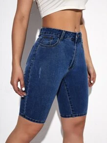 Flexra 素色緊身牛仔短褲