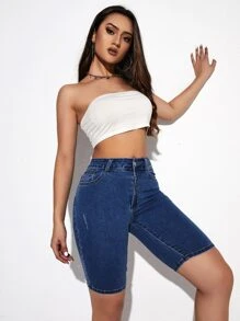 Flexra 素色緊身牛仔短褲