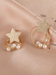 Star & Faux Pearl Decor Drop Earrings