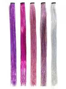 5pcs Sparkle Bling Hair Tinsel Clip In Glitter Synthetic Hair Extensions For Kids Girls Women Headdress Party Accessories - Multicolor - View 1