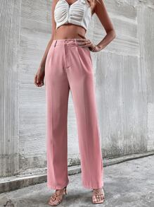 SHEIN Unity 高腰拼接細節長褲 - 淺粉色 - 查看 6