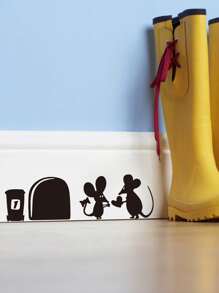 1 Piece, Mouse Hole Decorative Wall Art Sticker,Stickers,Wall Decal, Vinyl Decal For Home Decorations,Spring Decoration Items Refresh Your Home,Rama Decoration Stickers - Black - View 5