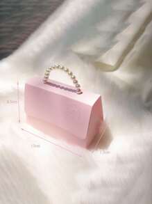 Hộp quà giấy trang trí tay cầm ngọc trai giả 2 chiếc, hộp đóng gói quà màu hồng tinh tế cho quà tặng ngày lễ tình nhân cưới - Hồng - Xem 5