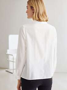 MOTF PREMIUM MULBERRY BLEND SILK PLEATED SHIRT - White - View 2