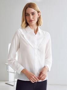 MOTF PREMIUM MULBERRY BLEND SILK PLEATED SHIRT - White - View 4