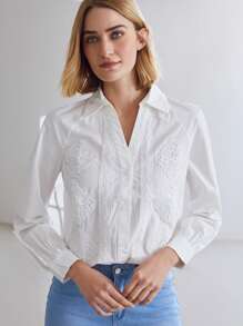 MOTF PREMIUM GUIPURE LACE SHIRT - White - View 4
