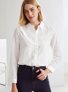 MOTF PREMIUM MULBERRY BLEND SILK PLEATED SHIRT - White - View 5