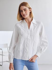 MOTF PREMIUM GUIPURE LACE SHIRT - White - View 5