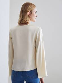 MOTF PREMIUM 100% SILK BELL SLEEVE TOP - Apricot - View 2