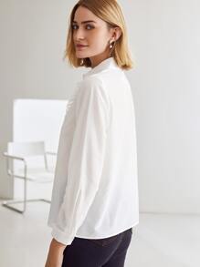MOTF PREMIUM MULBERRY BLEND SILK PLEATED SHIRT - White - View 9