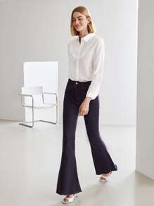 MOTF PREMIUM MULBERRY BLEND SILK PLEATED SHIRT - White - View 10
