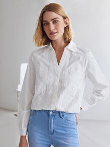MOTF PREMIUM GUIPURE LACE SHIRT - White - View 9
