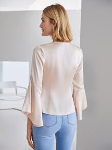 MOTF PREMIUM 100% SILK BELL SLEEVE BLOUSE - Baby Pink - View 2