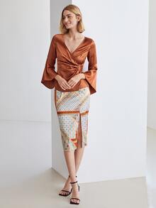 MOTF PREMIUM 100% SILK BELL SLEEVE BLOUSE - Burnt Orange - View 5
