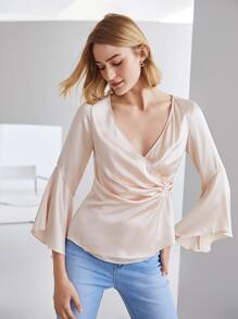 MOTF PREMIUM 100% SILK BELL SLEEVE BLOUSE - Baby Pink - View 7