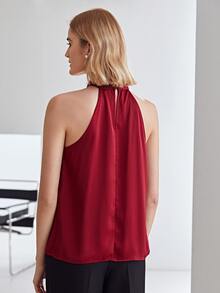 MOTF PREMIUM STRAIGHT FIT GATHERED HALTER TOP - Burgundy - View 2