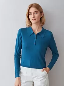 MOTF PREMIUM WOOL MIX SLIM JUMPER - Blue - View 1
