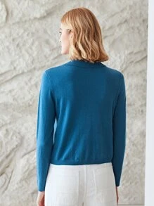 MOTF PREMIUM WOOL MIX SLIM JUMPER - Blue - View 2