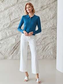 MOTF PREMIUM WOOL MIX SLIM JUMPER - Blue - View 5