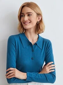 MOTF PREMIUM WOOL MIX SLIM JUMPER - Blue - View 6