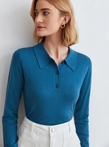 MOTF PREMIUM WOOL MIX SLIM JUMPER - Blue - View 7