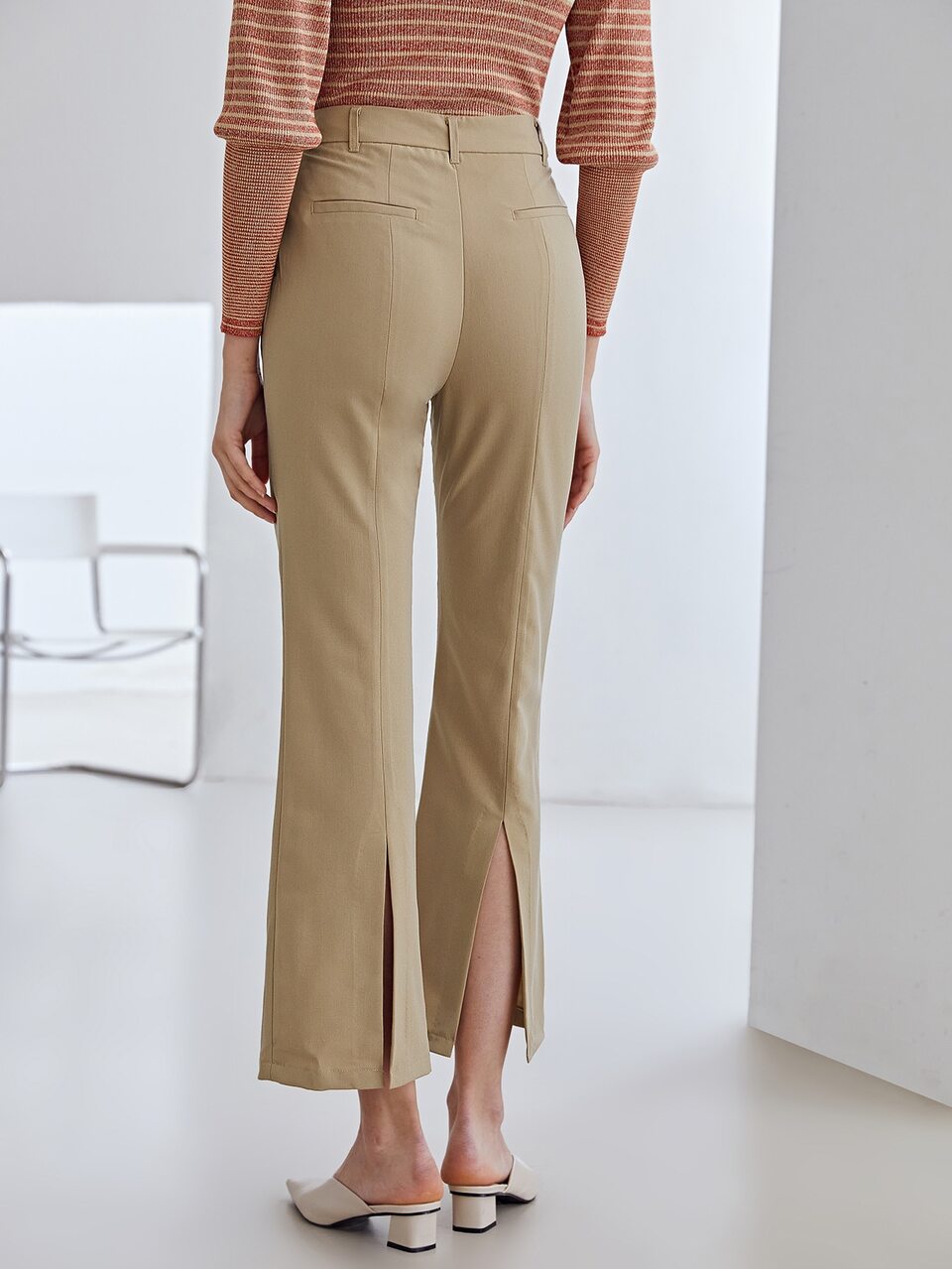 VISCOSE FLARE LEG SPLIT PANTS