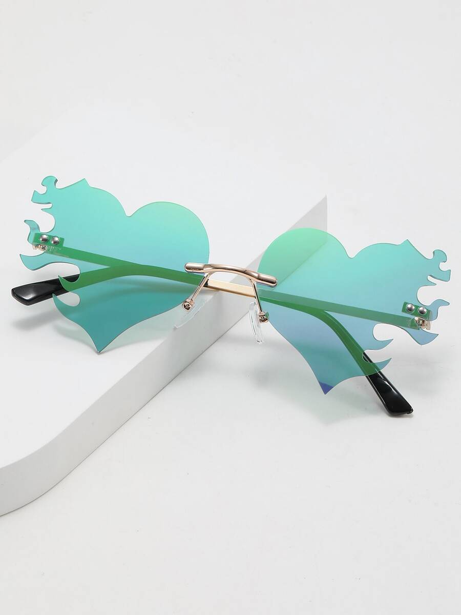 Gafas de moda fuego & con diseño de corazón de lentes tintadas - Verde - Ver 1