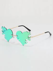 Gafas de moda fuego & con diseño de corazón de lentes tintadas - Verde - Ver 3