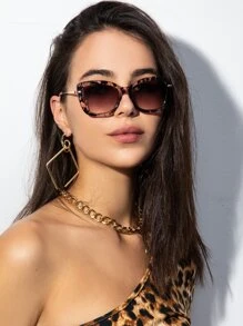 复古猫眼镜框时尚女士眼镜，经典塑料户外旅行海滩休闲装饰日常佩戴，男士夏季墨镜 - 棕色 - 查看 1