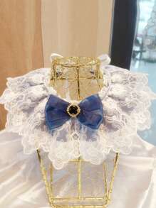 Bow Decor Lace Pet Bib - Multicolor - View 1