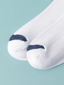 5pairs Men Leaf Detail Ankle Socks - White - View 4