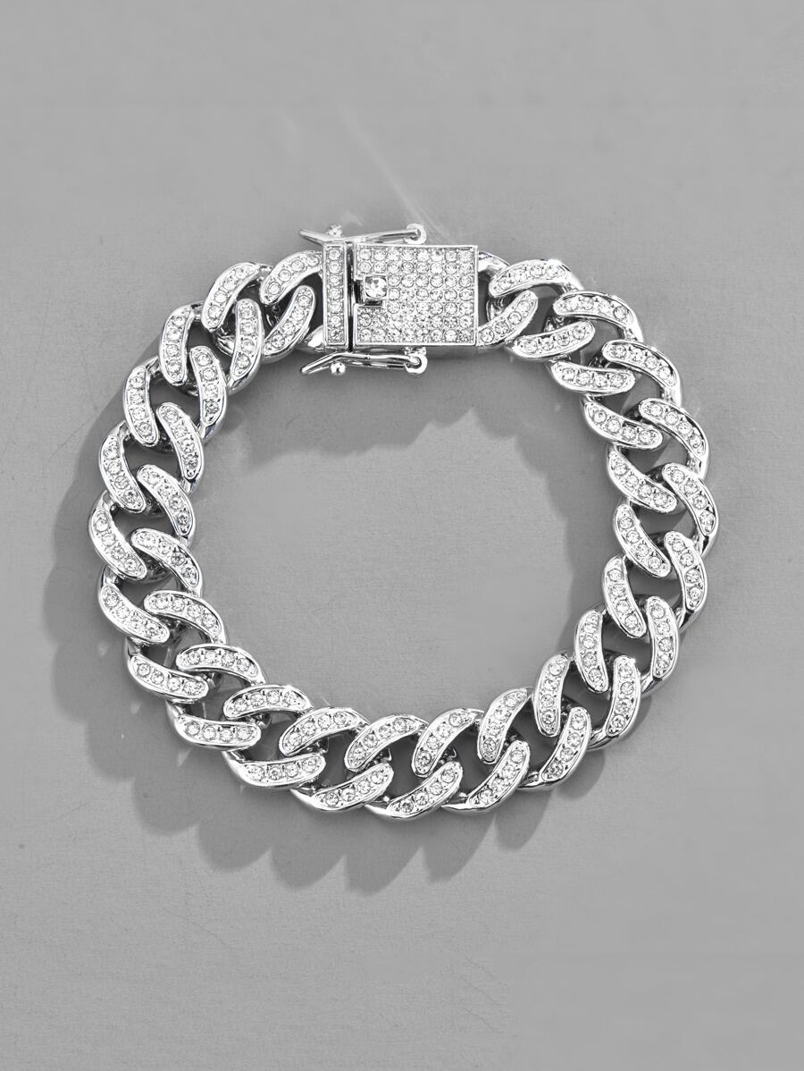 適合女士男士流行龐克嘻哈風格搖滾派對全水鑽華麗裝飾手鏈合金材料適合派對