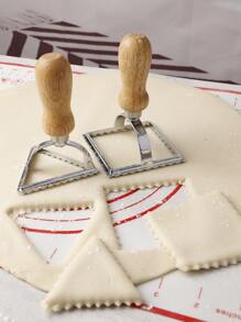 1set Ramandan Square & Triangle Shape Combination 2pcs Wooden Handle Zinc Alloy Dumpling & Noodle Cutter Set, Dumpling & Noodle Cutter 2pcs Set, Zinc Alloy Dumpling Mould, Baking Tool For Home Kitchen - Multicolor - View 1