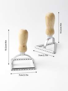 1set Ramandan Square & Triangle Shape Combination 2pcs Wooden Handle Zinc Alloy Dumpling & Noodle Cutter Set, Dumpling & Noodle Cutter 2pcs Set, Zinc Alloy Dumpling Mould, Baking Tool For Home Kitchen - Multicolor - View 2