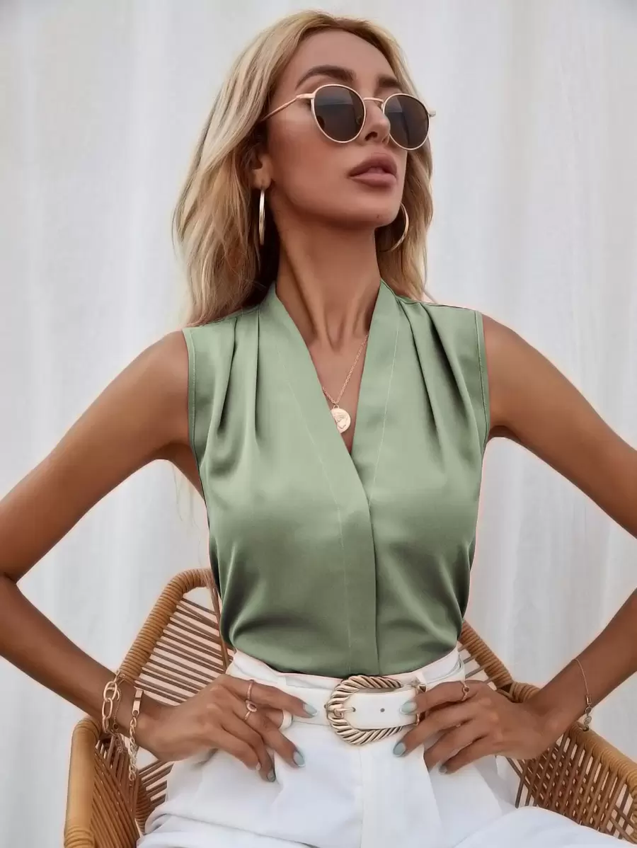 Chiquease Camisa sin manga unicolor - verde menta - Ver 1