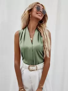 Chiquease Camisa sin manga unicolor - verde menta - Ver 3