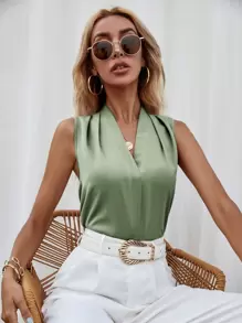 Chiquease Camisa sin manga unicolor - verde menta - Ver 7