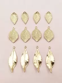 12 件合金 DIY 葉子吊墜 - 金黃色 - 查看 1