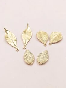 12 件合金 DIY 葉子吊墜 - 金黃色 - 查看 3