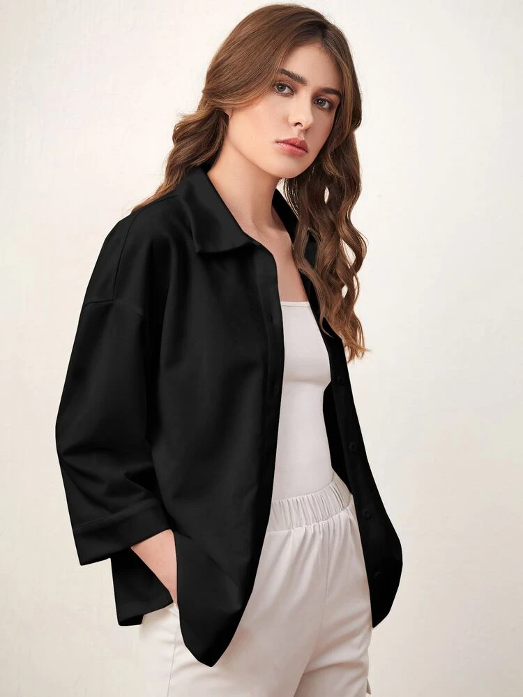 Drop Shoulder Patch Detail Shirt