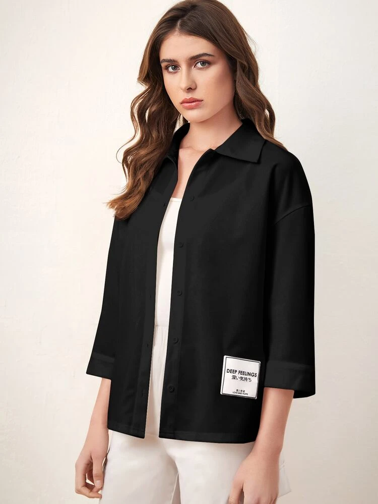 Drop Shoulder Patch Detail Shirt