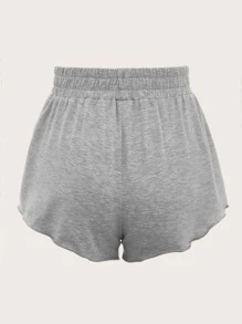 Solid Elastic Waist Lounge Shorts - Light Grey - View 2
